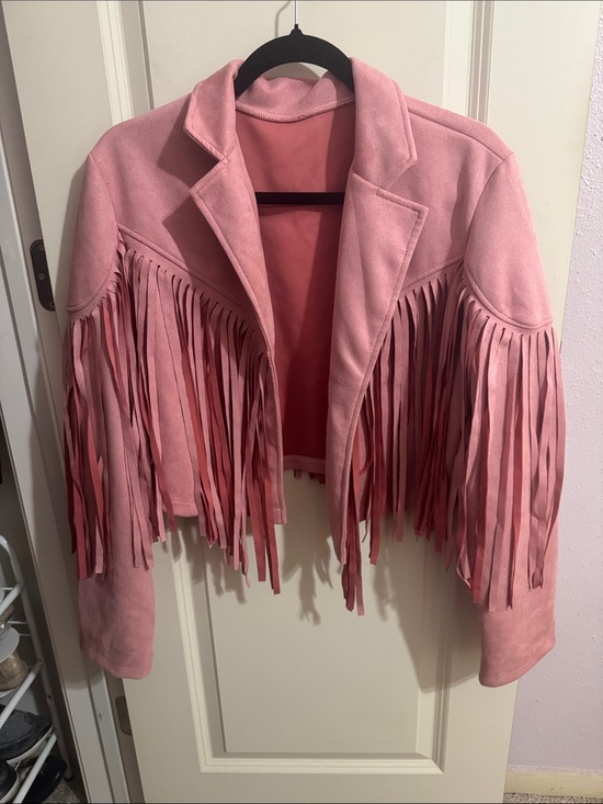 Source Unknown Jackets & Blazers - Pink Fringe Cropped Jacket - Women
